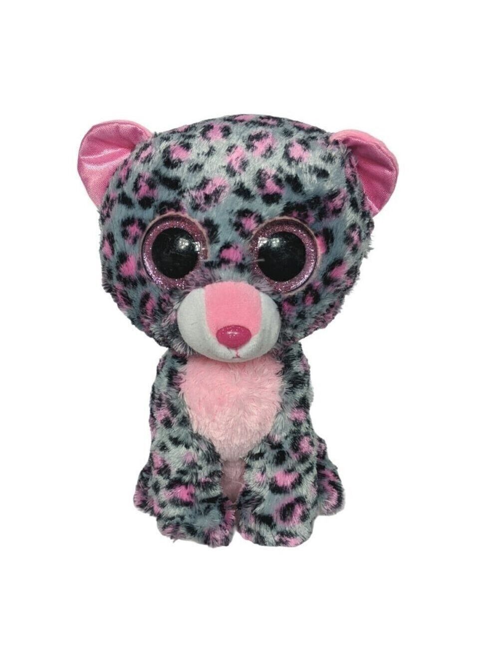 Ty Beanie Boos Tasha Leopard Pink Gray Plush 9 Inch